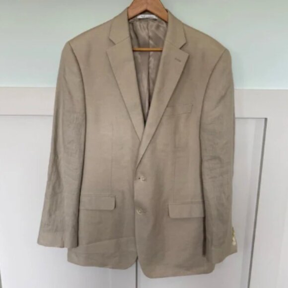 Ralph Lauren 100% Linen Blazer Men’s Size 42L Tan Beige Classic **read Desc** - Picture 1 of 8